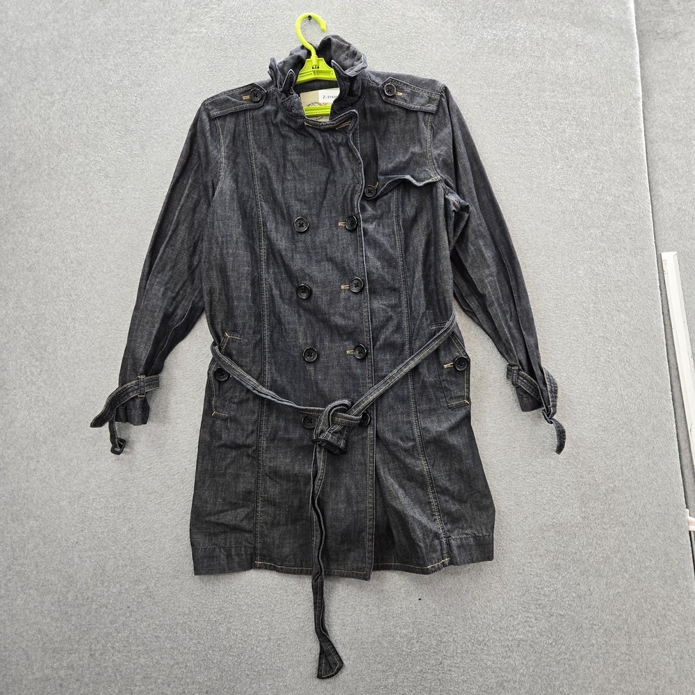 VINTAGE Gap 1969 Women Jacket XL Dark Gray Denim Trench Coat Limited Edition Y2K